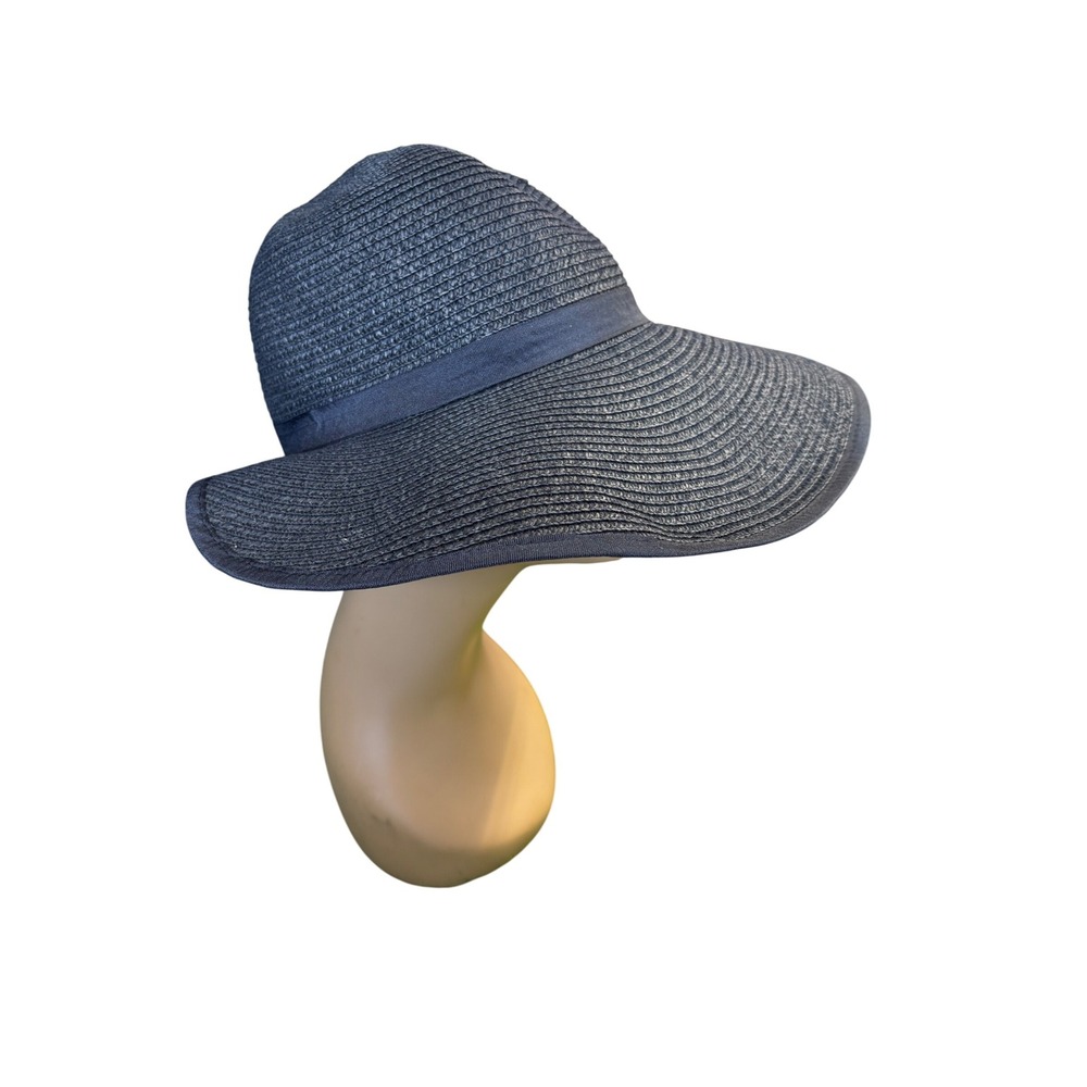 Womens Wide Brim Sun Hat Black Summer‎ Travel Beach Garden Butterfly Accent